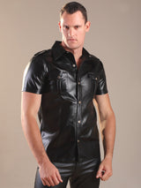 Black Mens Leather Shirt - Honour Clothing