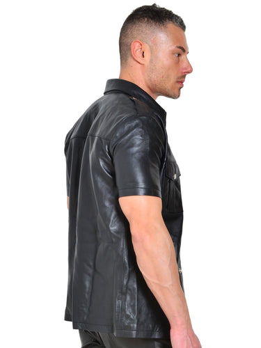Black Mens Leather Shirt - Honour Clothing