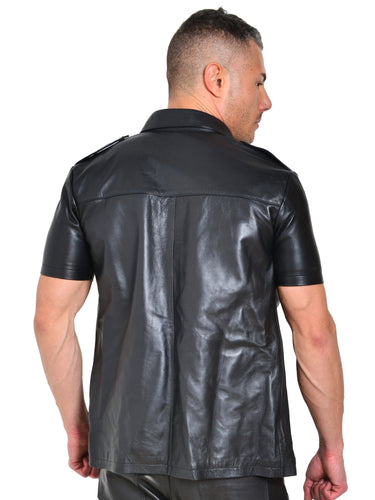 Black Mens Leather Shirt - Honour Clothing
