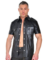 Black Mens Leather Shirt - Honour Clothing