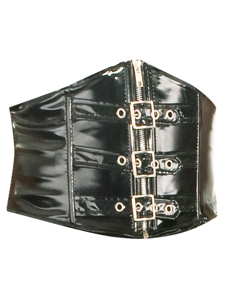 Black PVC Buckled Waspie Belt - Honour Clothing