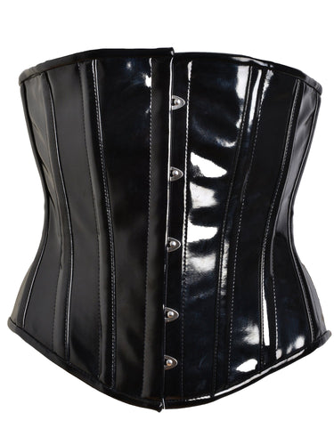Black PVC Darque Underbust Corset - Honour Clothing