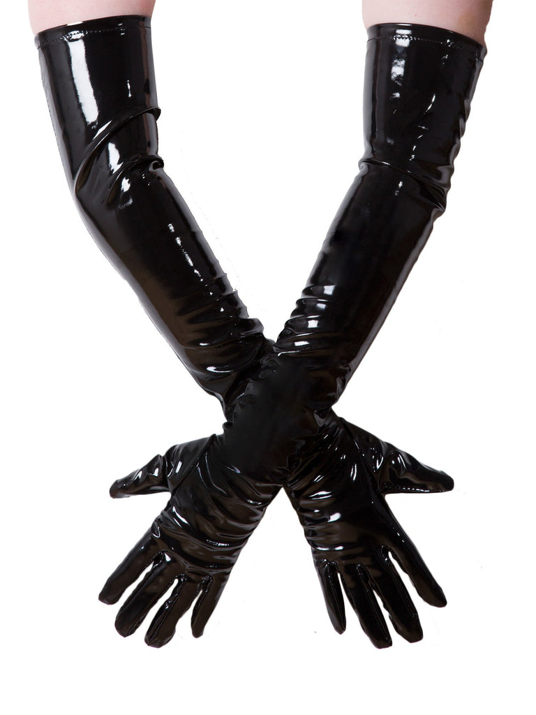 Black PVC Long Gloves - Honour Clothing