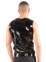 Black PVC Mens Sleeveless Zip Top - Honour Clothing