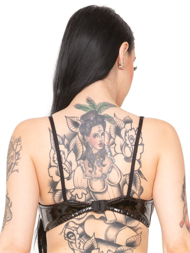 Black PVC Rise Bra - Honour Clothing