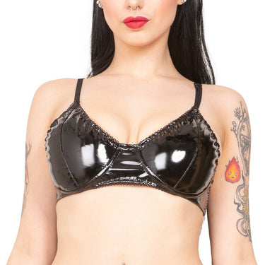 Black PVC Rise Bra - Honour Clothing