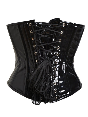 Black PVC Underbust Corset - Honour Clothing