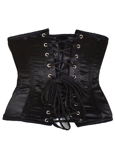 Black Satin Underbust Corset - Honour Clothing