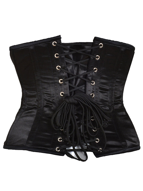 Black Satin Underbust Corset - Honour Clothing
