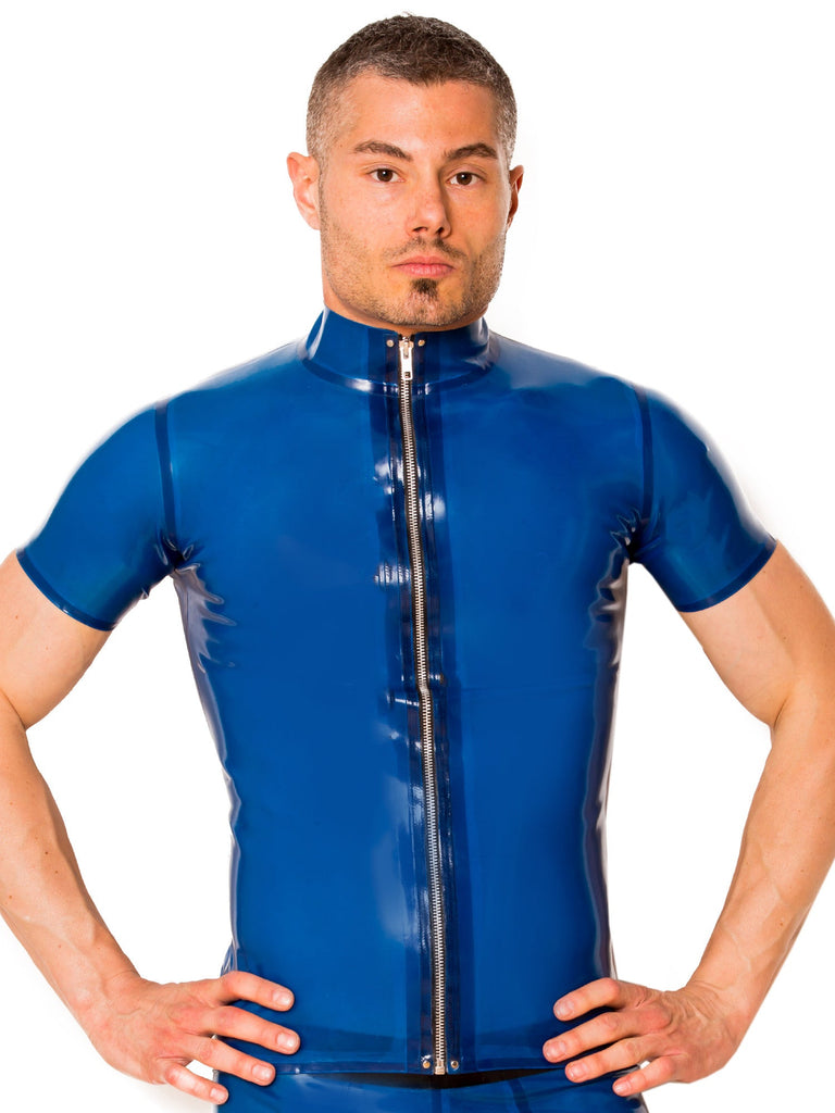 Blue Latex Collared T Shirt - Honour Clothing