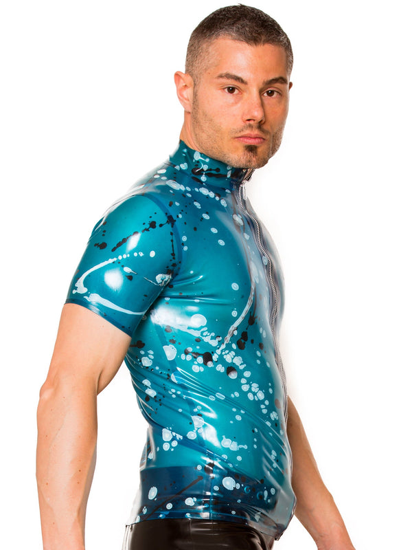 Blue Universe Collared Latex T Shirt - Honour Clothing