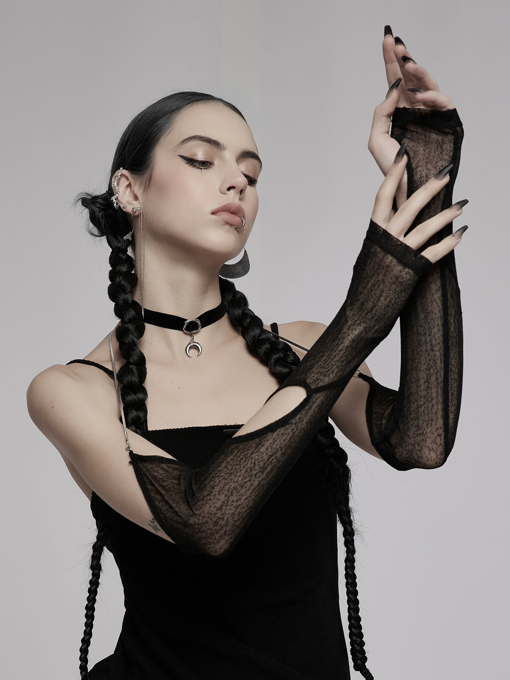 Mesh Rave Sleeved Punk Rave Chained Mesh Sleeves With Thumb And Elbow Cutouts – Honour ...