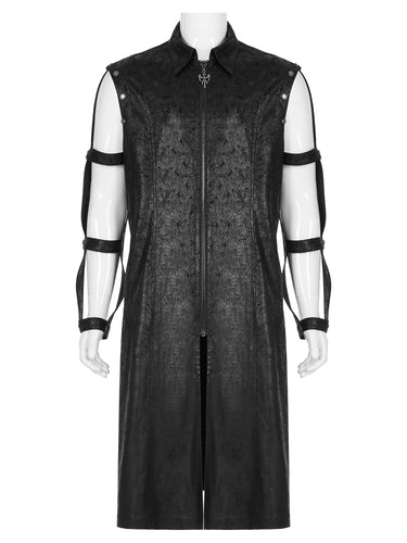 Punk Rave Mens Over Jacket With Removable Hollow Out Sleeves