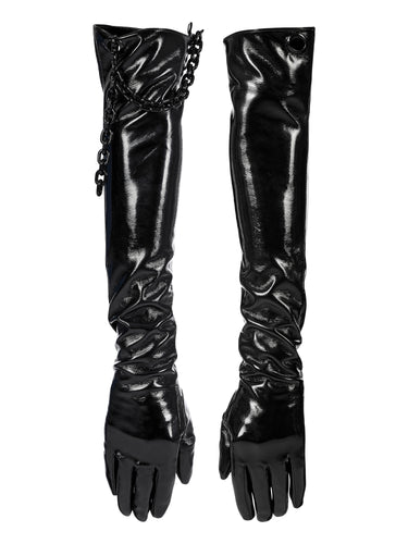 Punk Rave PVC Industrial Gloves With Chain