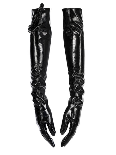 Punk Rave PVC Industrial Gloves With Chain