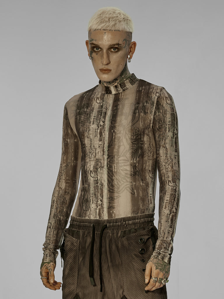 Punk Rave Men's Tight Mesh Tie Dyed Gauze Shirt – Honour Clothing