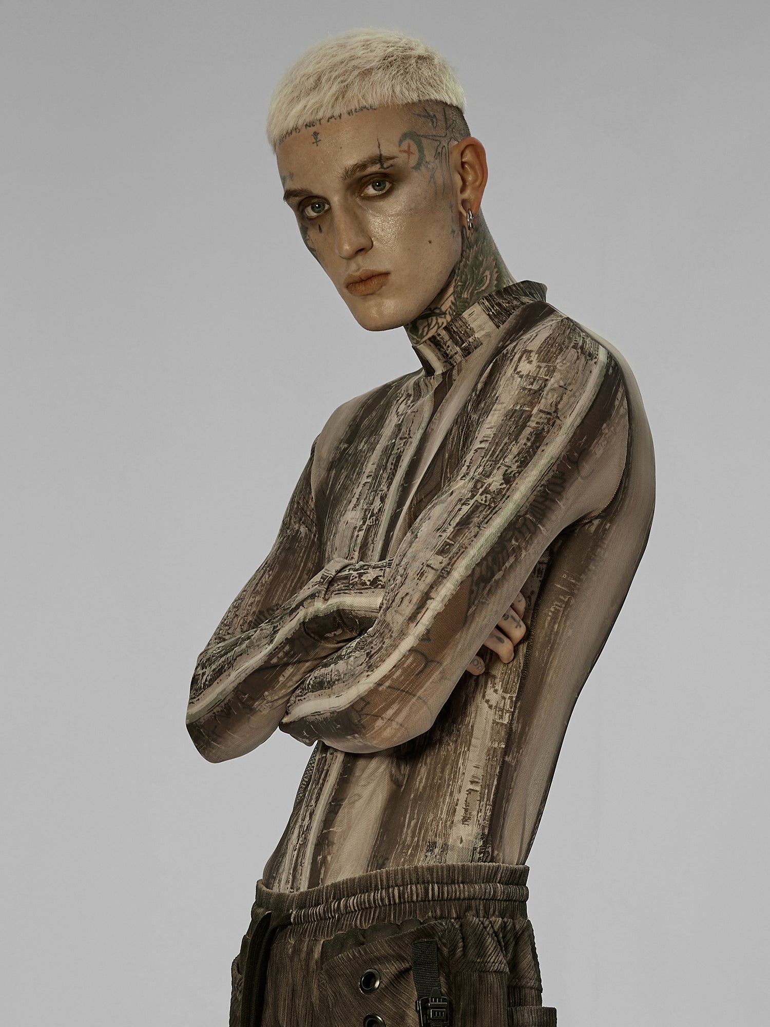 Punk Rave Men's Tight Mesh Tie Dyed Gauze Shirt – Honour Clothing