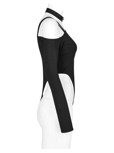 Punk Rave Asymmetric Cutout Body With Collar