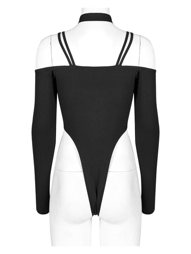 Punk Rave Asymmetric Cutout Body With Collar