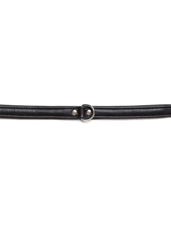 Narrow Padded D Ring Leather Choker