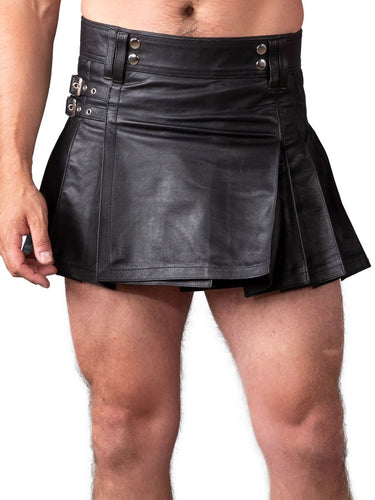 Dual Buckle Short Leather Kilt - Honour Clothing