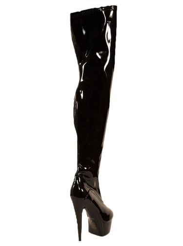Empower Platform Patent Thigh High Shoes - Honour Clothing