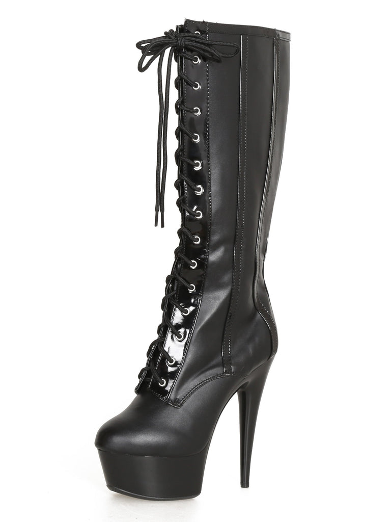 Faux Leather Knee High Boots - Honour Clothing