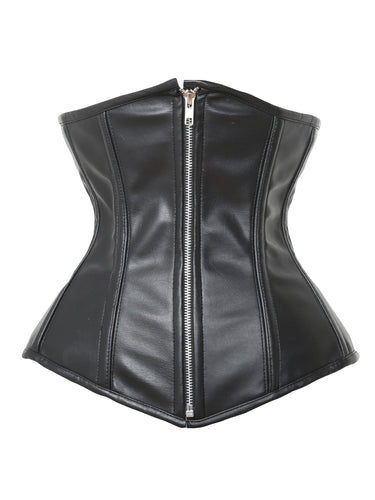 Faux Leather Underbust Long Corset - Honour Clothing