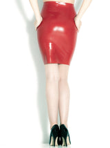 Fire Red Latex Pencil Skirt - Honour Clothing