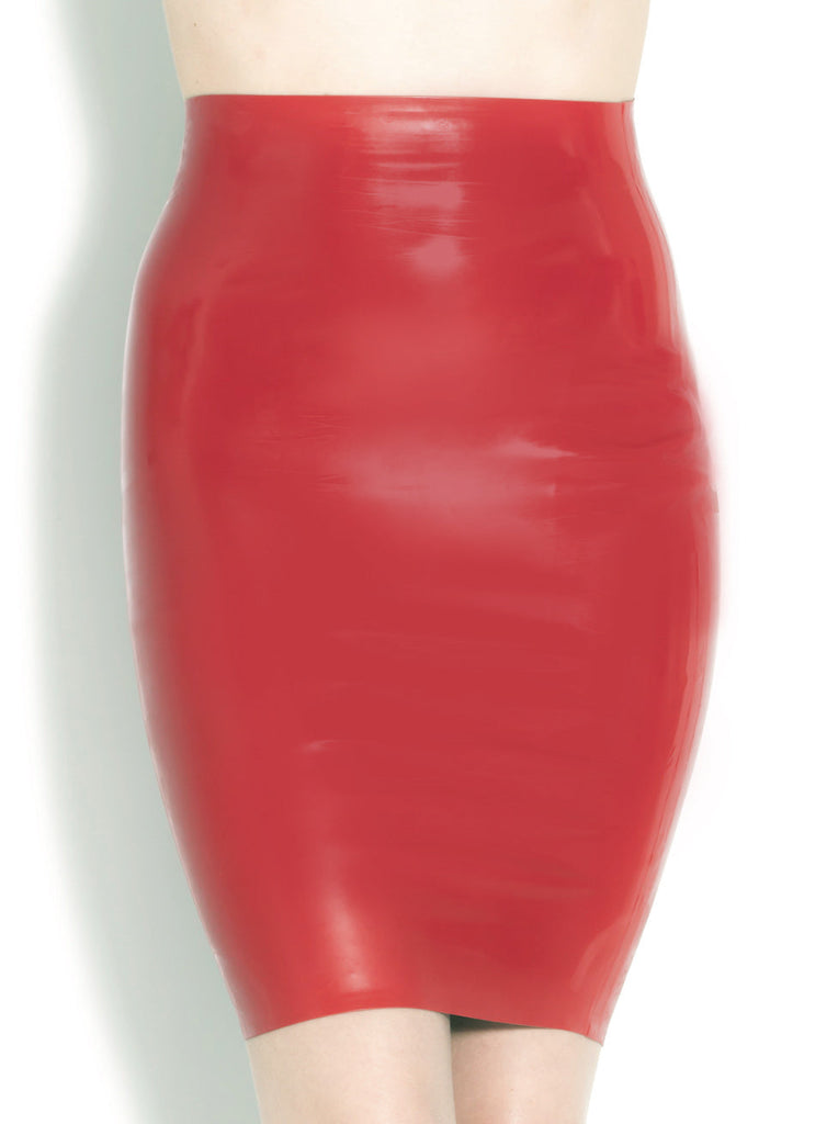 Fire Red Latex Pencil Skirt - Honour Clothing
