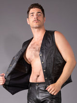 Fully Lined Leather Waistcoat - Honour Clothing
