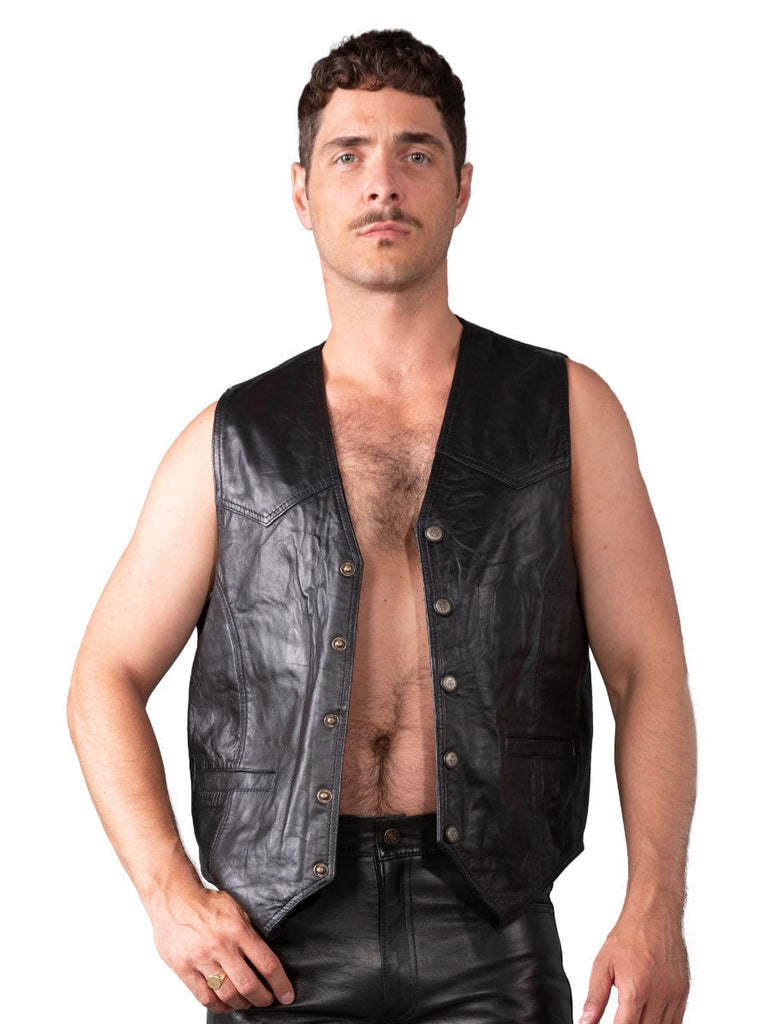 Fully Lined Leather Waistcoat - Honour Clothing