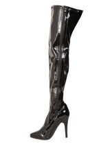 Glossy Black Thigh High Boots - Honour Clothing