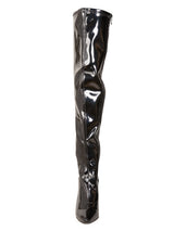 Glossy Black Thigh High Boots - Honour Clothing