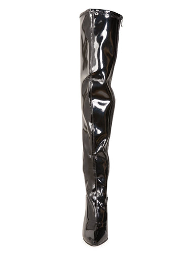 Glossy Black Thigh High Boots - Honour Clothing