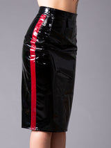 Red Stripe PVC Pencil Skirt - Honour Clothing