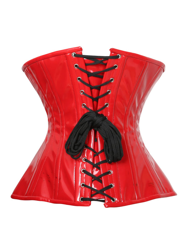 High Gloss Red Underbust Corset - Honour Clothing