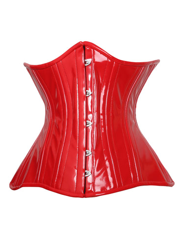 High Gloss Red Underbust Corset - Honour Clothing
