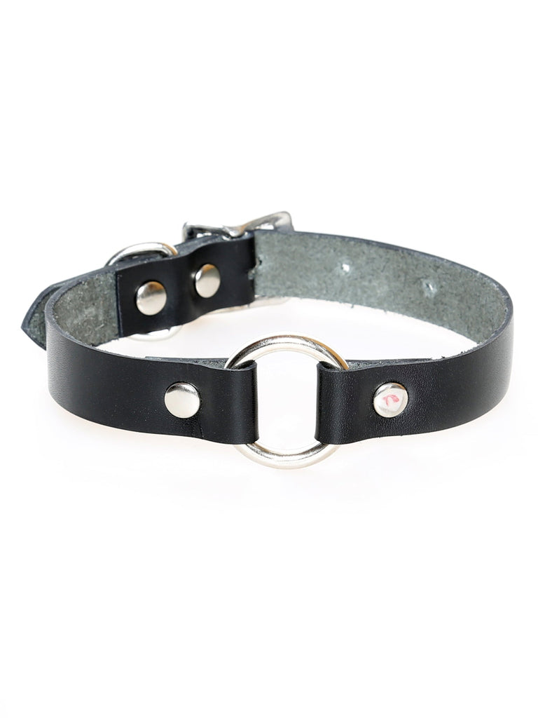Simple O Ring Leather Choker