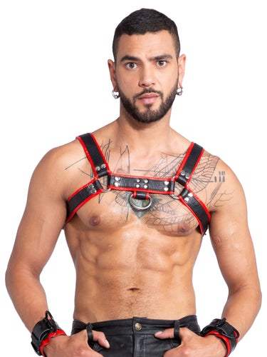 Men's Classic Leather Chest Harness in Black