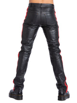 Red Stripe Leather Trousers - Honour Clothing