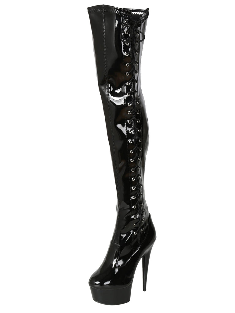 Lace Up Fiery Thigh High Boots - Honour Clothing