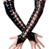 Lace Up Latex Fingerless Gloves - Honour Clothing