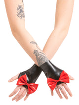 Latex B/P Wrist Gauntlets With Feature Bow - Honour Clothing
