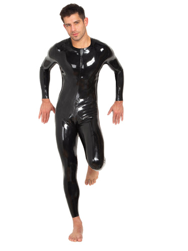 Latex Catsuit Neck Entry With Crotch Zip - Honour Clothing