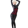 Latex Catsuit With Long Sleeves Red with Black Trim - Honour Clothing