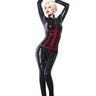 Latex Catsuit with Long Sleeves Black with Red Trim - Honour Clothing