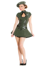 Latex Green Army Style Dress - Honour Clothing