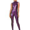 Latex Purple & Grey Sleeveless Catsuit - Honour Clothing