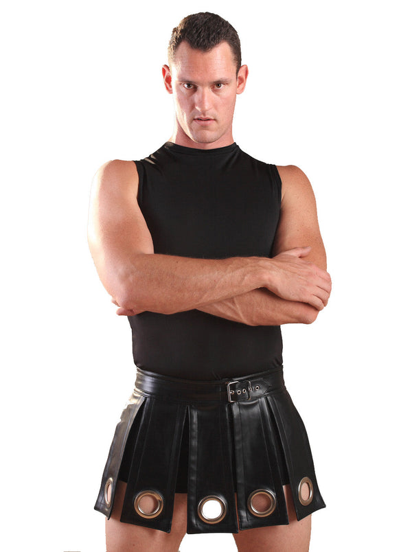 Leather Black Gladiator Kilt - Honour Clothing